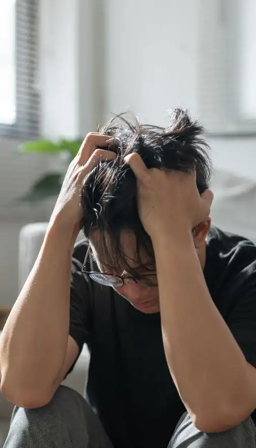 Image of upset man because of erectile dysfunction symptoms Luton